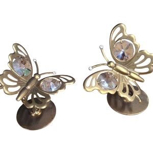 Gold Butterfly Earrings with Crystal Accents